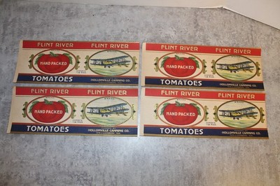 LOT 4 Vintage FLINT RIVER Williamson G.A. Can Labels AIRPLANE, ORIGINAL 1920s