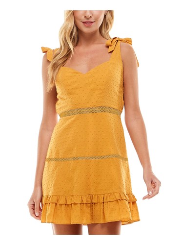 CITY STUDIO Womens Yellow Insets Tie At Shoulder Mini Dress XL - Picture 9 of 11