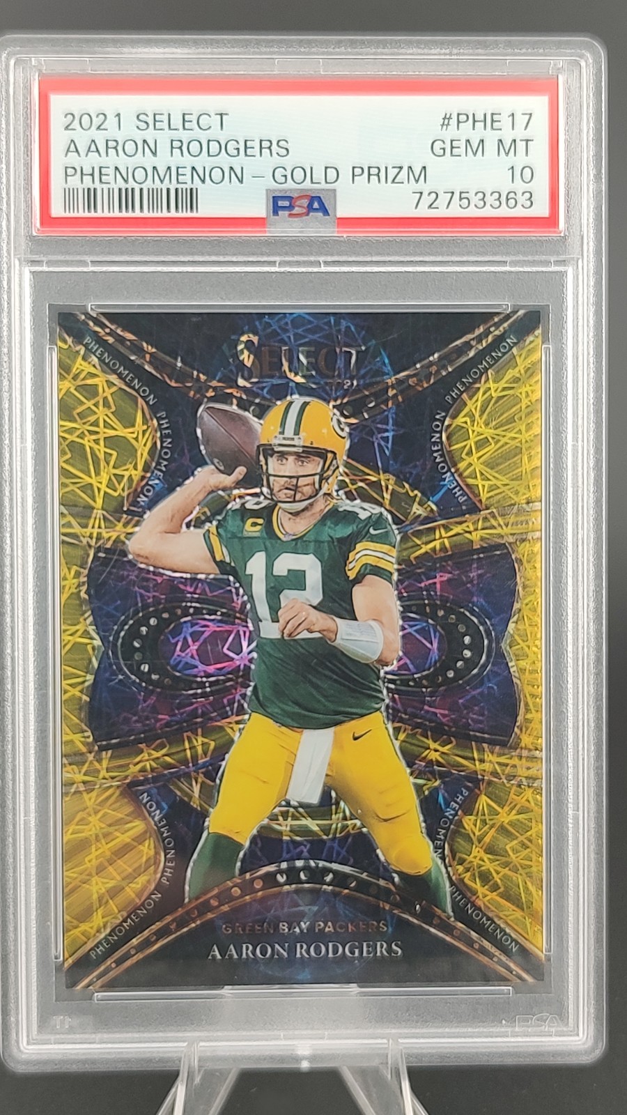 2021 Select Gold Prizm Aaron Rodgers 2/10 Phenomenon PSA 10