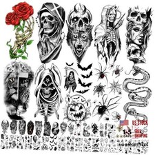 52 Sheets Black Halloween Tattoos for Kids Men - Black 52 Sheets