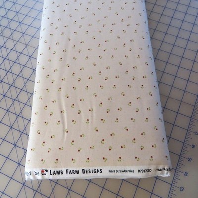 Yard ~ Tiny Strawberries On Cream by Marcus $3.99 Ships ANY Amount Fabric