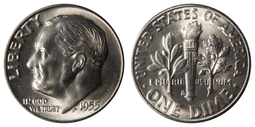 1955-S Roosevelt Dime 90% Silver BU  😊