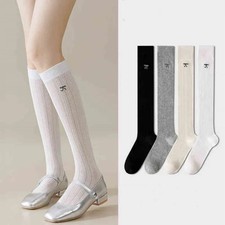 Women Stockings Bow Embroidery JK Sweet Girls Knee Socks Ballet Style