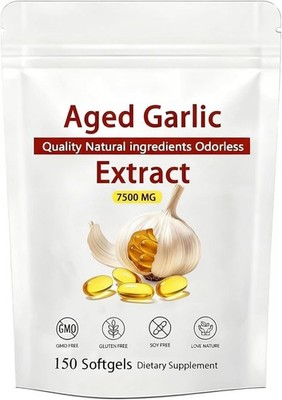 Odorless Garlic 7500mg Per Servings, 300 Softgels | 2 Years Aged Garlic Extra...