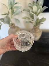 Vintage TYRONE CRYSTAL Ireland ASHTRAY TRINKET DISH Candle Hand-Cut & Signed