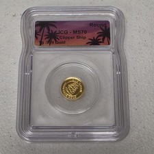 Monarch Percious Metals 1g .999 Fine Gold Round Clipper Ship ICG Graded MS70 4914.04 per troy oz