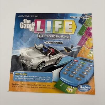 Hasbro's The Game of Life Electronic Banking Replacement Parts Instructions Only