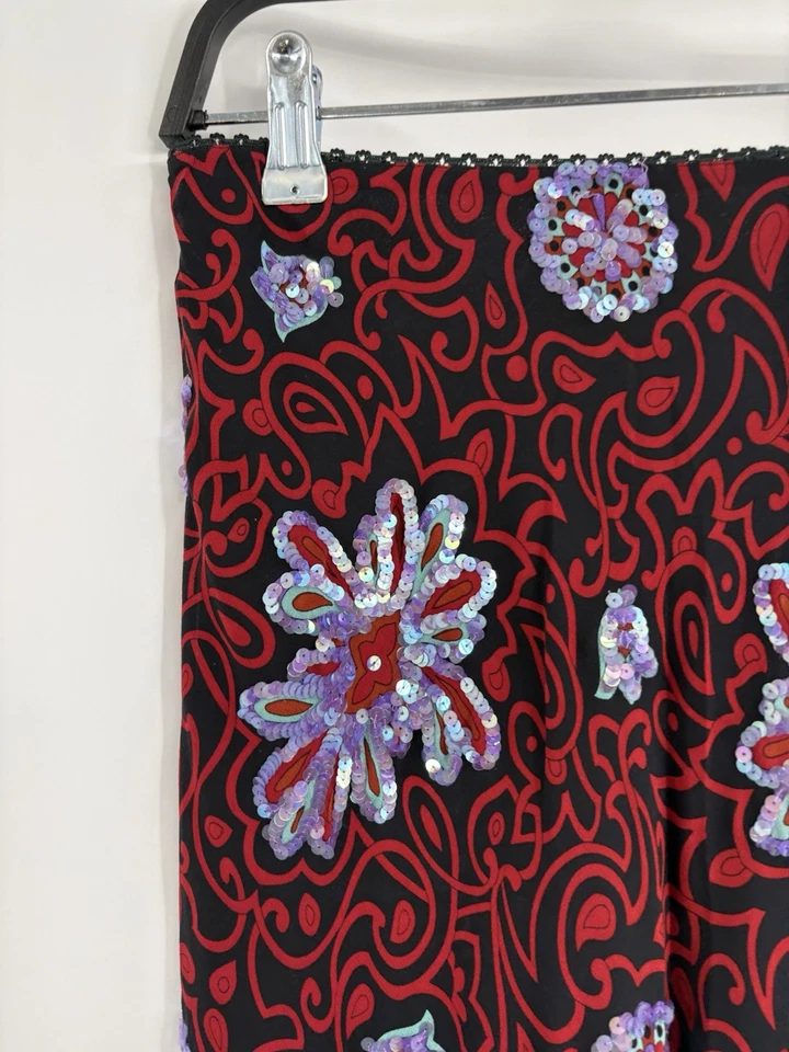 Nicole miller vintage Y2K 90s boho artsy floral sheer Embellished skirt sz 0 25 - Image 4 of 4