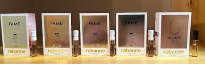 Lot of 5 Rabanne Carded Eau de Parfum Samples - 4 Fame + 1 Million Gold for Her