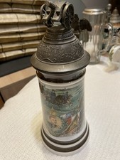 Bareuther Bierkrug – Kaiserreich-Motiv – Zinndeckel mit Kanone