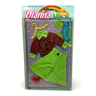 Vintage Dianna Doll Clothes Barbie Clone Green Culottes Red Plaid Shirt Shoes