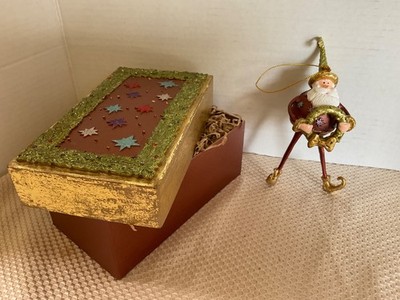 Whimsical Pink Long Legged Santa Elf With Present Ornament 