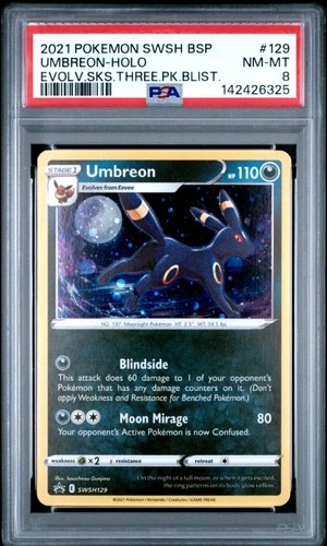 PSA 8 Umbreon Holo Black Star Promo SWSH129 Evolving Skies Pokémon Card 2021 TCG