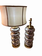 Paul Hanson Vintage Mid Century Modern Hollywood Regency Brass Porcelain Pair