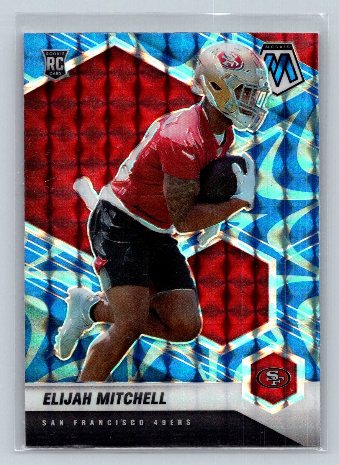 2021 Panini Mosaic #376 Eli Mitchell Prizm Reactive Blue Rookie 49ers