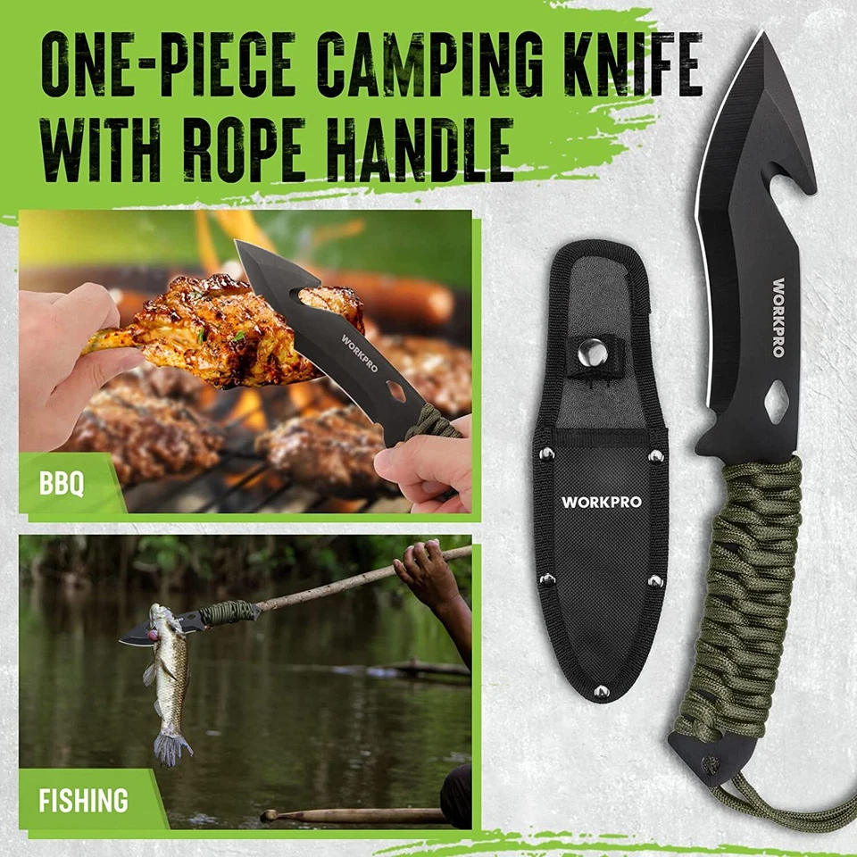 WORKPRO Camping Hatchet & Machete with Sheath Camping Tool Sets Fixed Blade NEW - Image 2 of 4