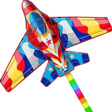 New Outdoor Fun Red Plane Kite With Handle Line Good Flying For Kids And Adults