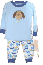 Carters 2-pc. PAJAMA Sleepwear Set Puppy Dog Blue Shirt  Pants Boy's 12 Mo. NWT