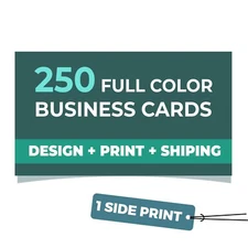 250 Custom Business Card Printing include FREE CUSTOM DESIGN & PRINT 1 Side Only
