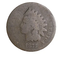 1875 FULL DATE Indian Head Cent Penny SEMI KEY DATE!  CULL / AG / HOLE FILLER
