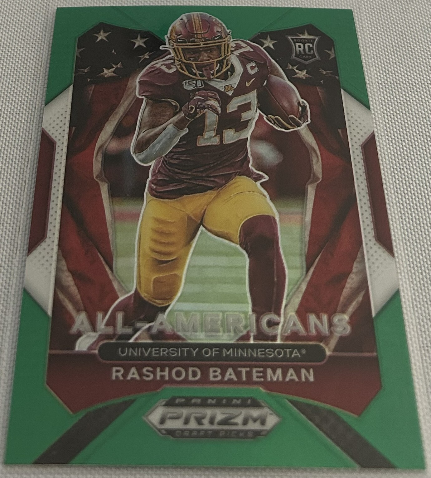 2021 Prizm Draft Football Rashod Bateman Minnesota Golden Gophers Green Prizm RC