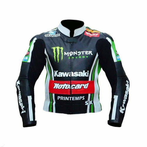 Kawasaki Motociclo motocicletta Pelle Giacca Biker Armatura giubbotti EU  50-60 | eBay