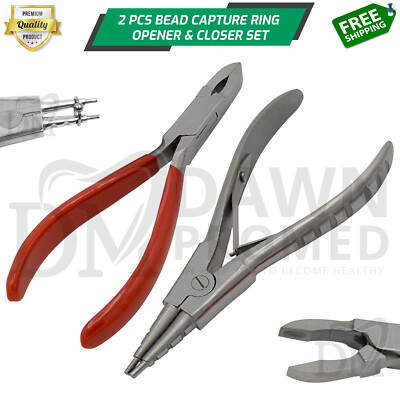 2 Pcs Jewelry Captive Bead Ring Opening & Closing Pliers Body Piercing German Gr