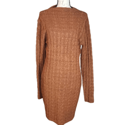 Avln Studio Women's Size Large Burnt Orange Sydney Cable Knit Sweater Dress  | eBay