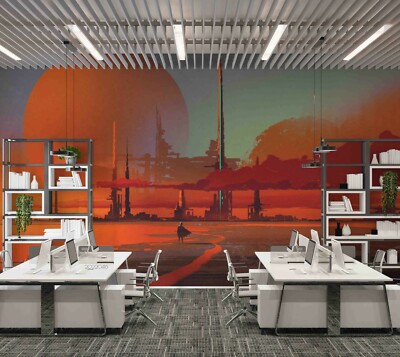 3D Sci Fi Architecture Desert Self-adhesive Removable Wallpaper Murals Wall 976