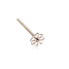 Rose Gold Plated 316L Surgical Steel Screw LBend Nose Bone Daisy Flower Ring 20G