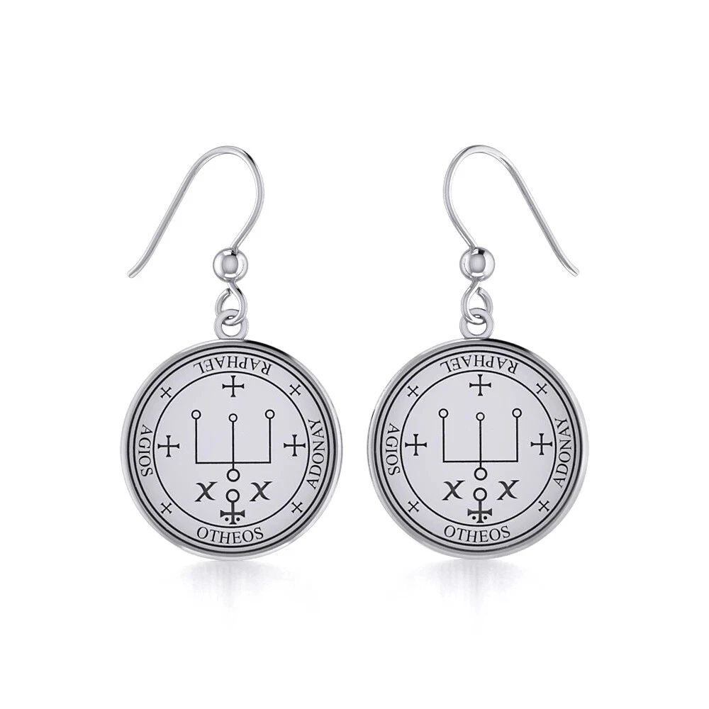 Sigil of Archangel Raphael Earrings .925 Sterling Silver by Peter