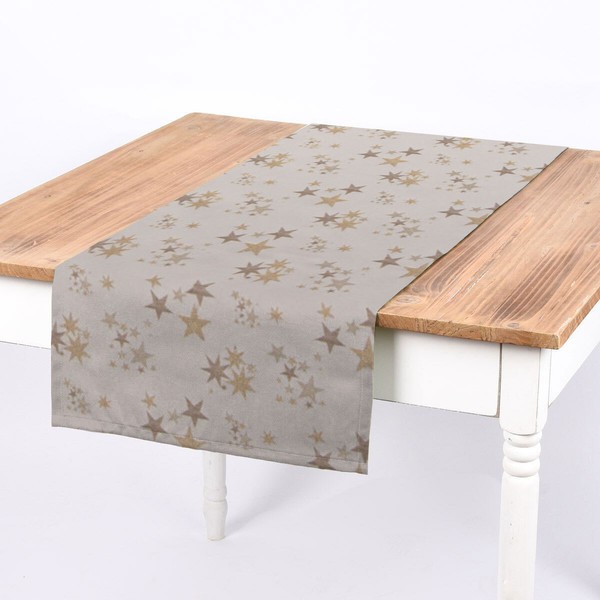 SchÖNer Leben. TischläUfer Sterne Beidseitig Beige Gold 40X160Cm-image