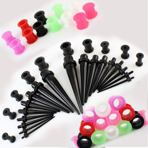 30 Pc Ear Taper 16G-00G 1.6-10mm Expander Set + Silicone Tunnel PLUG Kit 6G-00G - 第 1/1 張圖片