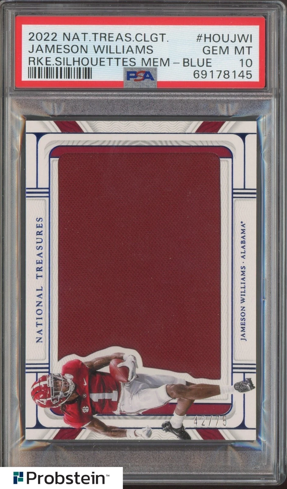 Jameson Williams Panini National Treasures Collegiate Rookie Silhouettes Memorabilia #HOUJWI Blue