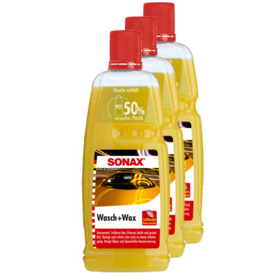 SONAX 03133410 Wasch & Wax Lackpflege Konservierung Pflege & Glanz 3X 1L