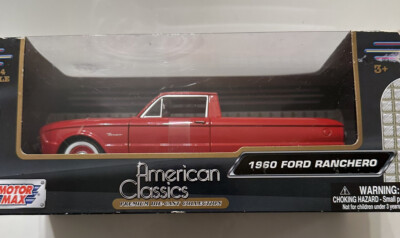 Motormax 1960 Ford Ranchero Pickup Red Diecast 1/24 Scal American Classic Car