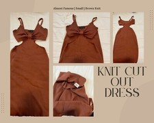 Almost Famous Brown Knit Cut Out Midi Dress Bodycon Sexy Party. Small 