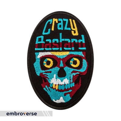 Crazy Bastard Patch - Merit Badge - Funny Bachelor Party - Embroidered Iron On