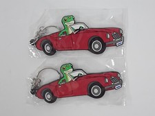 2x GEICO Gecko Lagarto Convertible Rojo Coche Goma 3.5" Llavero Llavero Promo
