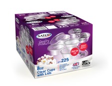 SATCO 8oz Round Plastic Food Containers with Lids Microwaveable Takeaway Storage