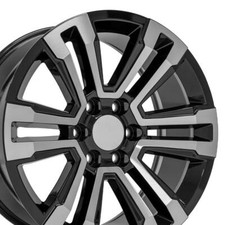 20 Inch Black Machined 5822 Rims Set4 Fit Silverado Tahoe Suburban Denali