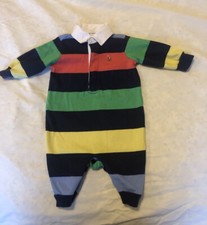 RALPH LAUREN 3 MONTH BABY GROW STRIPPED MULTI COLOURED