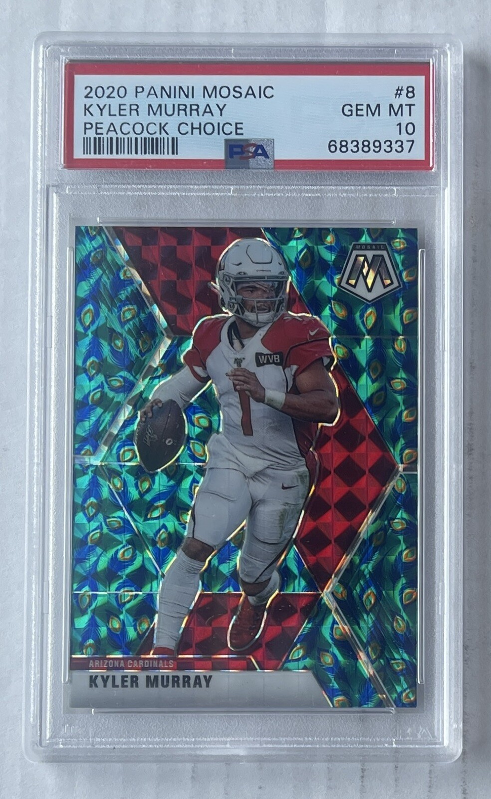 2020 Mosaic Kyler Murray Choice Peacock Prizm SSP #8 PSA 10 GEM Cardinals