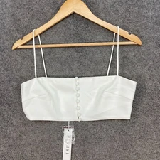 NEW Meshki Womens Top Size M Medium White Sleeveless Cropped Bralette 41415