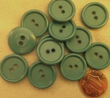 12 Dusty Muted Teal Grey/Green Plastic Sew-through 2-hole Buttons 3/4" 19mm 7148
