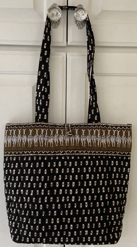 Retired Rare Vera Bradley Black Zebras Print Tote Bag