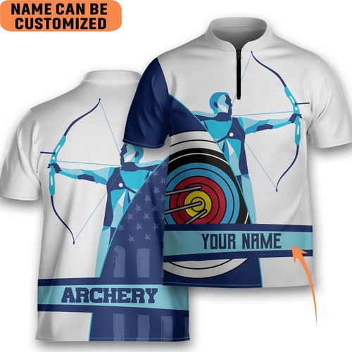 Personalized Archery U.S Flag 3D Team Shooter Archery Jersey Zipper