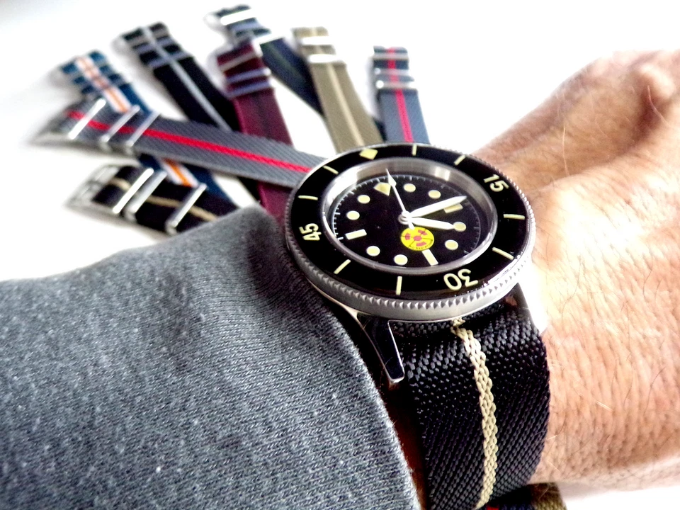 OTAN ® 1 pieza sarga de un solo paso inclinada nailon RAF correa de reloj correa militar IW SUISSE Foto 4 de 4