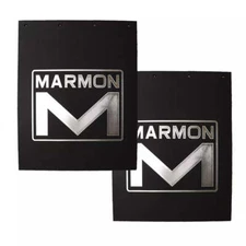 (Sold by the piece) 3/8'' BLACK RUBBER MUDFLAP W/ MARMON SILVER LOGO (24 X 30)