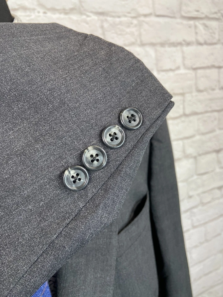 STAFFORD Mens Gray PURE WOOL Classic Fit Pleated 2pc Suit 44L Jacket 34x32 Pant - Image 4 of 4